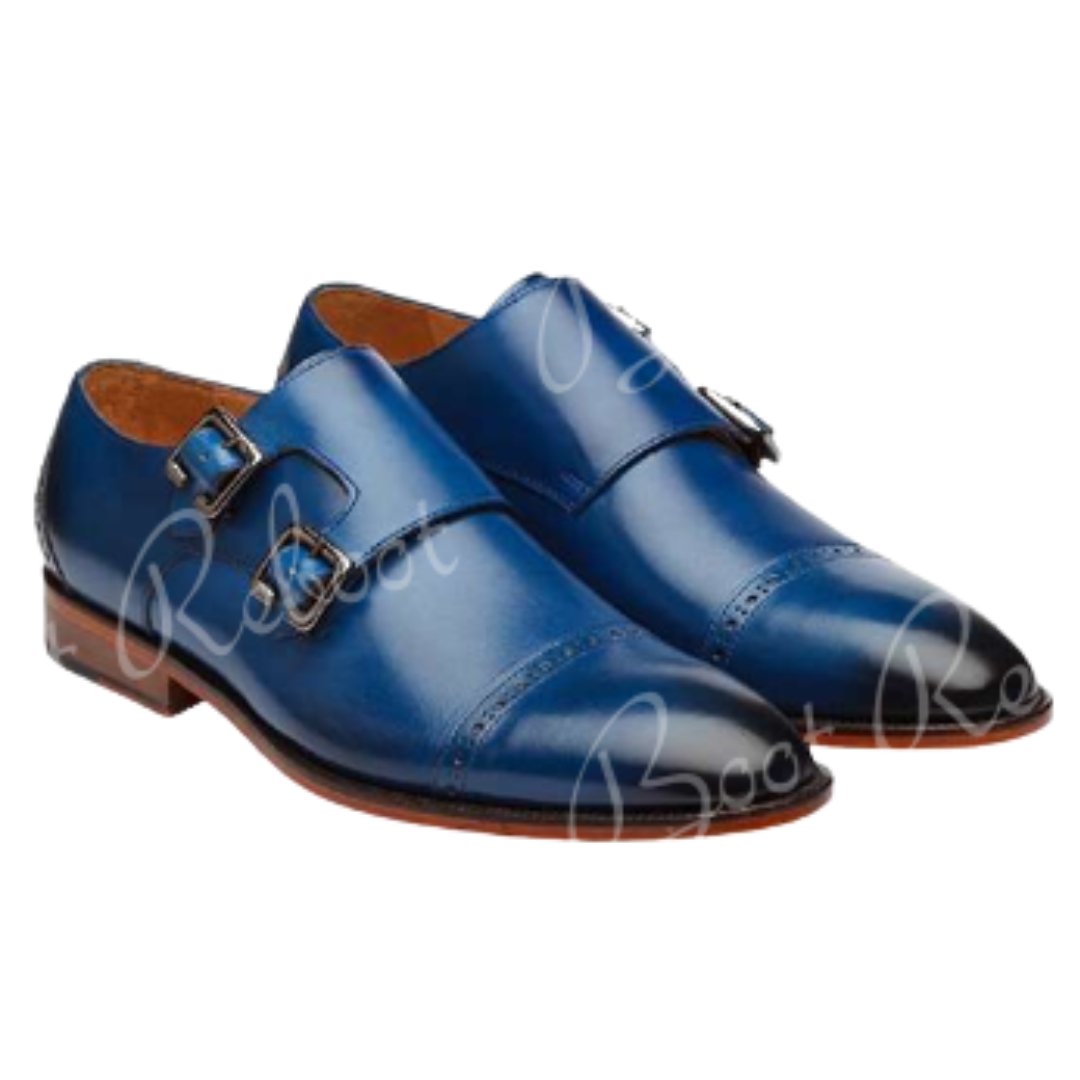 Leather Captoe Double Strap Monks Shoes
